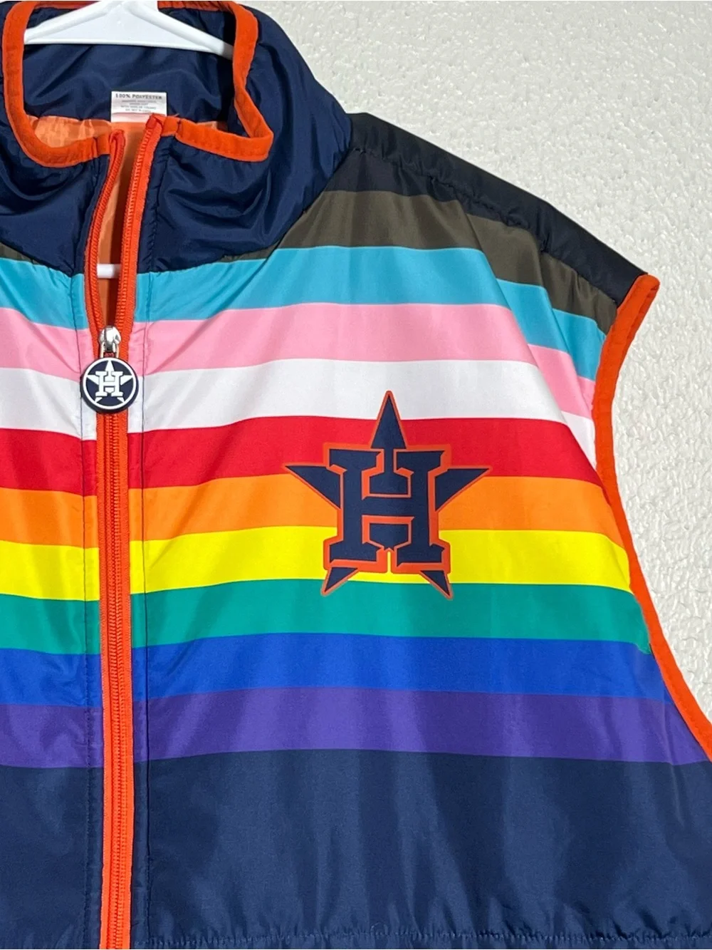 Houston Astros Puffer Vest Pride Night Giveaway Adult Size XXL Rainbow Full Zip